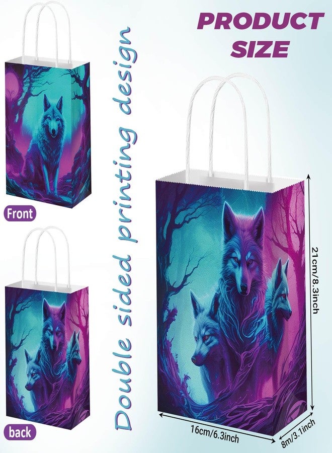 Bolsome 16Pcs Wolf Party Paper Gift Bags Wolf Candy Bags with Handles Wolf Goodie Favor Treat Bags for Wolf Theme Birthday Party Decorations - Image 2